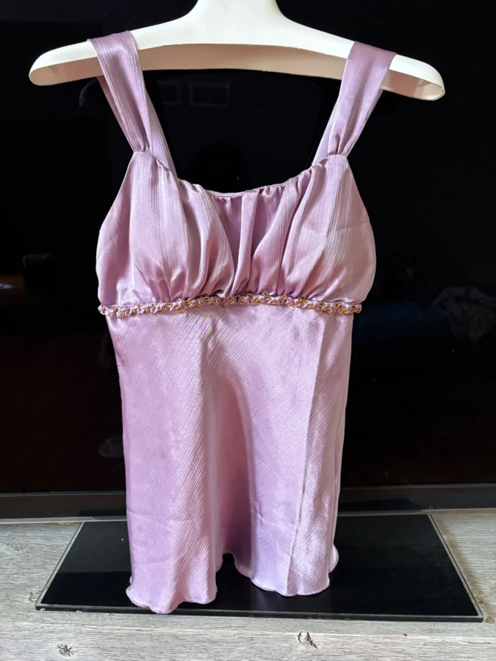 Iz Byer Lilac Satin Camisole with Chain Waist Detail - Picture 5 of 8